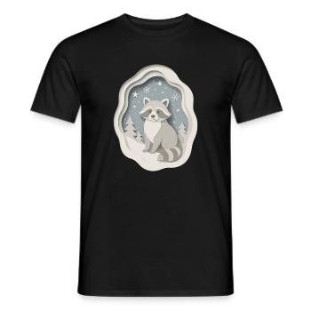 Winterlicher Waschbär im Schnee - Männer T-Shirt - Schwarz - Vorne - AI Model Male 178 light (178cm)