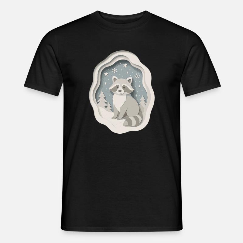 Winterlicher Waschbär im Schnee - Männer T-Shirt - Schwarz