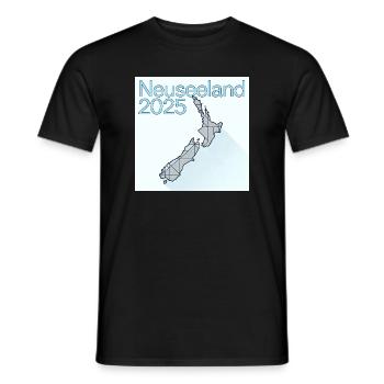 Carte géométrique de la Nouvelle-Zélande 2025 - T-shirt homme - noir - Devant - AI Model Male 178 light (178cm)