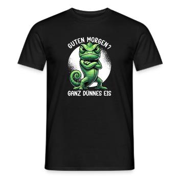 Guten Morgen Ganz Dünnes Eis Chamäleon Humor - Men's T-Shirt - black - Front - AI Model Male 178 light (178cm)