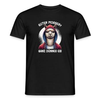 Guten Morgen Ganz Dünnes Eis Alpaka Schlafmützen - Men's T-Shirt - black - Front - AI Model Male 178 light (178cm)