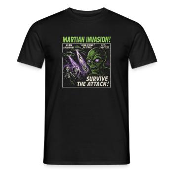 Mars Invasion Alien Movie Poster Halloween - Men's T-Shirt - black - Front - AI Model Male 178 light (178cm)