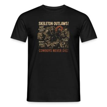 Skeleton Outlaws Cowboy Movie Poster Halloween - Men's T-Shirt - black - Front - AI Model Male 178 light (178cm)