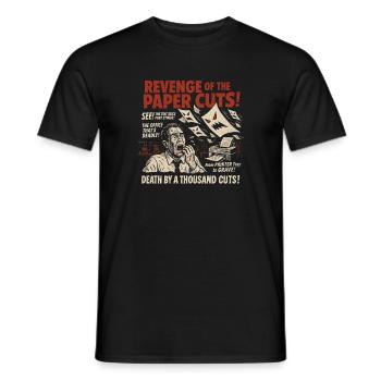 Revenge of the Paper Cuts Movie Poster Halloween - Men's T-Shirt - black - Front - AI Model Male 178 light (178cm)