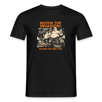 Muffin Top Invasion Movie Poster Men's Halloween - Men's T-Shirt - black - Front - AI Model Male 178 light (178cm)