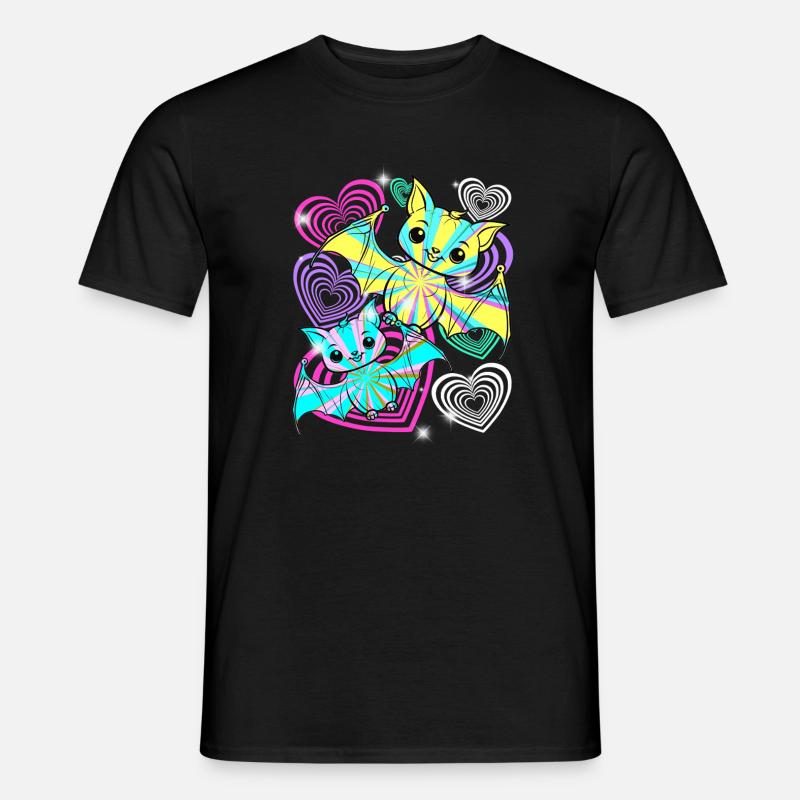 Retro Fledermäuse Halloween Kinder - Männer T-Shirt - Schwarz