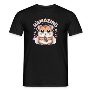 Hamazing Kawaii Hamster Seed Hearts - Men's T-Shirt - black - Front - AI Model Male 178 light (178cm)