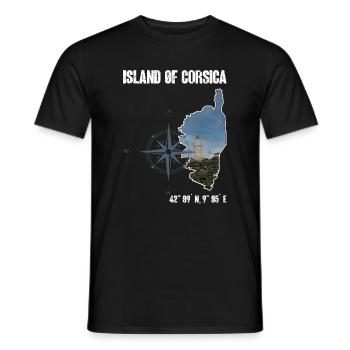 Corsica Island Outline Photo, Compass - Men's T-Shirt - black - Front - AI Model Male 178 light (178cm)