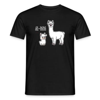 Al-Papa Un papa alpaga avec un enfant alpaga - T-shirt homme - noir - Devant - AI Model Male 178 light (178cm)