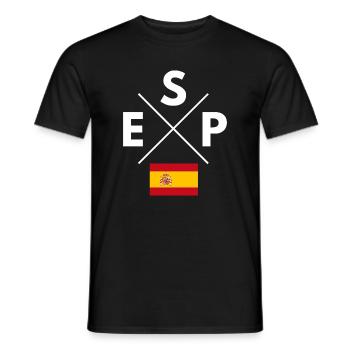 Spain Flag Cross - Men's T-Shirt - black - Front - AI Model Male 178 light (178cm)