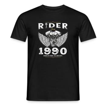 Cycliste depuis 1990 - 35 ans de route, d’huile et de carburant - T-shirt homme - noir - Devant - AI Model Male 178 light (178cm)