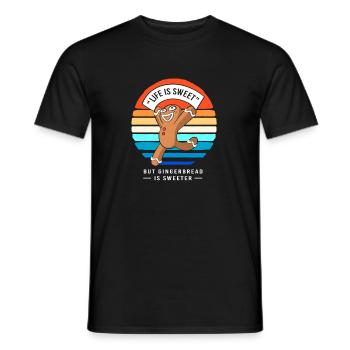 Bonhomme en pain d'épices de Noël en pain d'épices - T-shirt homme - noir - Devant - AI Model Male 178 light (178cm)