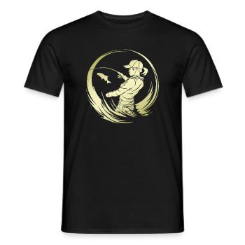 Fishing Silhouette Fischer - Männer T-Shirt - Schwarz - Vorne - AI Model Male 178 light (178cm)
