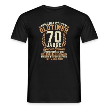 70th Birthday Celebration Fun 70th Anniversary Celebration - Men's T-Shirt - black - Front - AI Model Male 178 light (178cm)