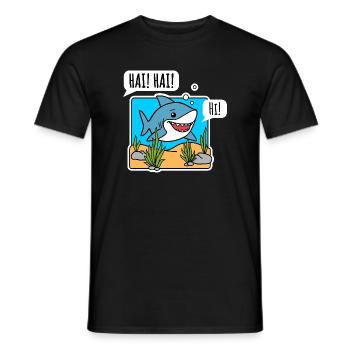 Der nette Hai sagt fröhlich Hallo! Sag Hi zum Hai! - Männer T-Shirt - Schwarz - Vorne - AI Model Male 178 light (178cm)