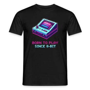 Born to Play Gaming Saying Retro Pixel Art - Men's T-Shirt - black - Front - AI Model Male 178 light (178cm)
