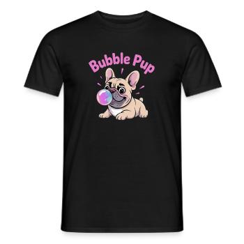 Bubble Pup Bouledogue Français avec bulle de savon - T-shirt homme - noir - Devant - AI Model Male 178 light (178cm)