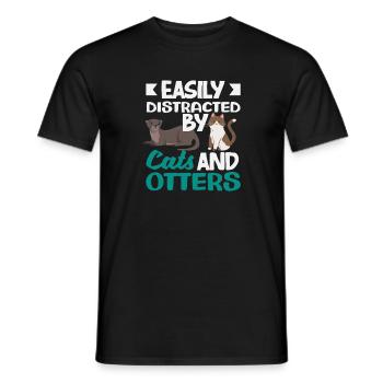 Sea Otter Cartoon Cats - Men's T-Shirt - black - Front - AI Model Male 178 light (178cm)