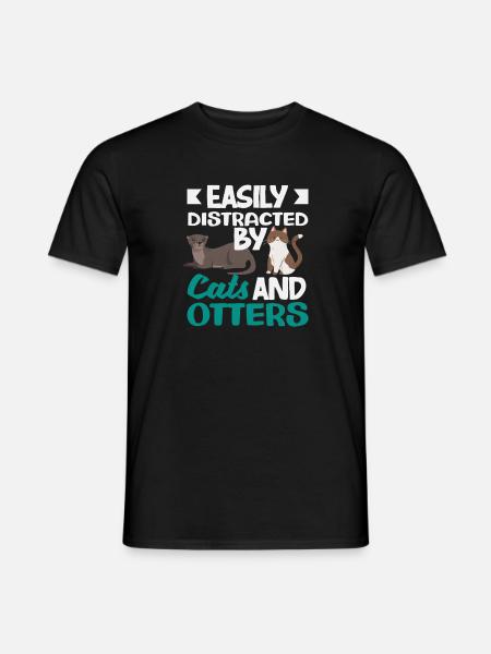Seeotter Cartoon Katzen - Männer T-Shirt - Schwarz