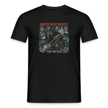 Winter Nightmares Krampus Movie Poster Halloween - Men's T-Shirt - black - Front - AI Model Male 178 light (178cm)