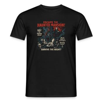 Haunted Mansion Escape Movie Poster Halloween - Men's T-Shirt - black - Front - AI Model Male 178 light (178cm)