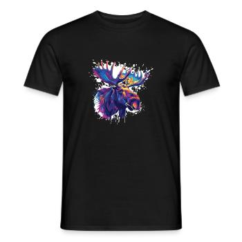 Colorful Moose Head Color Explosion - Men's T-Shirt - black - Front - AI Model Male 178 light (178cm)