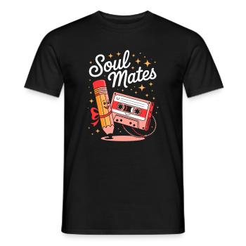 Soul Mates - Kassette Mixtape - Männer T-Shirt - Schwarz - Vorne - AI Model Male 178 light (178cm)