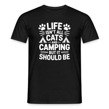 Camping Saying Cats Funny Camping Gift - Men's T-Shirt - black - Front - AI Model Male 178 light (178cm)