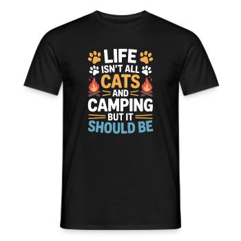 Camping Saying Cats Funny Camping Gift - Men's T-Shirt - black - Front - AI Model Male 178 light (178cm)