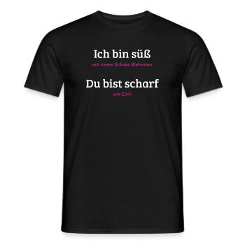 Süß mit Schuss Wahnsinn und Chili - Männer T-Shirt - Schwarz - Vorne - AI Model Male 178 light (178cm)