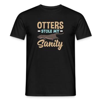 Sea Otter Cartoon Sanity - Men's T-Shirt - black - Front - AI Model Male 178 light (178cm)