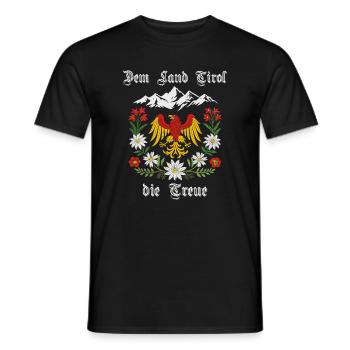 Tyrol Aigle Armoiries Montagnes Edelweiss Home Design - T-shirt homme - noir - Devant - AI Model Male 178 light (178cm)