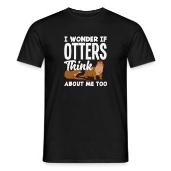 Sea Otter Cartoon Think Of Me - Men's T-Shirt - black - Front - AI Model Male 178 light (178cm)
