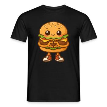 Kawaii Hamburger Herzchenfreund - Männer T-Shirt - Schwarz - Vorne - AI Model Male 178 light (178cm)
