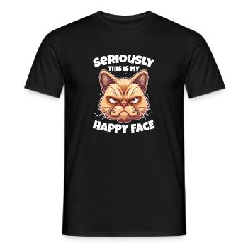 Sérieusement, c’est mon chat au visage heureux - T-shirt homme - noir - Devant - AI Model Male 178 light (178cm)