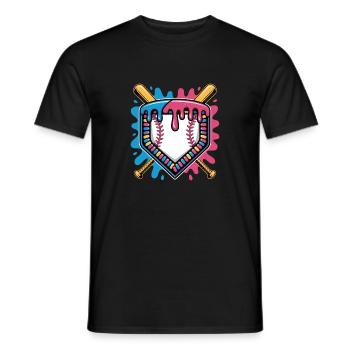 Baseball Home Plate Bats Farbsplash - Männer T-Shirt - Schwarz - Vorne - AI Model Male 178 light (178cm)