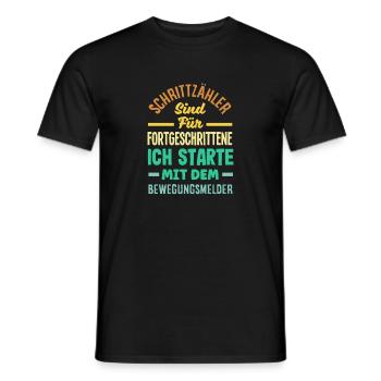 Podomètre? J’utilise le détecteur de mouvement - T-shirt homme - noir - Devant - AI Model Male 178 light (178cm)