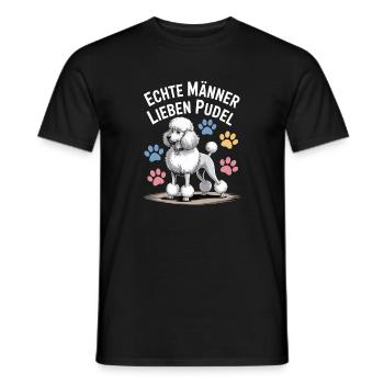  Echte Männer Lieben Pudel Lustiger Hund Spruch - Männer T-Shirt - Schwarz - Vorne - AI Model Male 178 light (178cm)