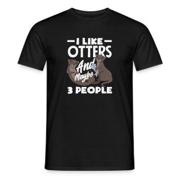 Sea Otter 3 persons - Men's T-Shirt - black - Front - AI Model Male 178 light (178cm)