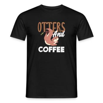Sea Otter Cartoon Coffee - Men's T-Shirt - black - Front - AI Model Male 178 light (178cm)