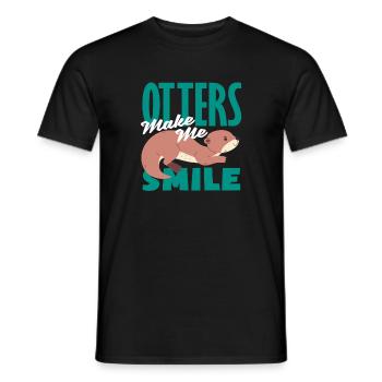 Sea Otter Cartoon Make Me Smile - Men's T-Shirt - black - Front - AI Model Male 178 light (178cm)