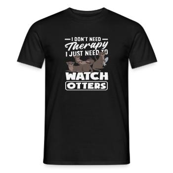 Sea Otter Cartoon Therapy Watch Otter - Men's T-Shirt - black - Front - AI Model Male 178 light (178cm)