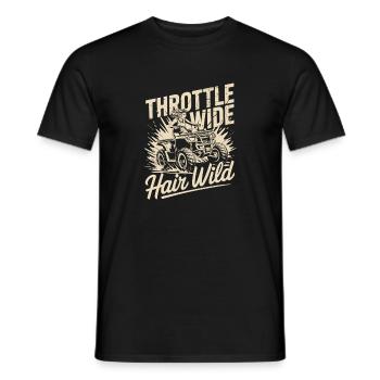 Accélérateur large cheveux sauvage quad conducteur de VTT tout-terrain - T-shirt homme - noir - Devant - AI Model Male 178 light (178cm)