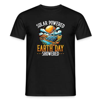 Solar Powered Earth Day Showered - Men's T-Shirt - black - Front - AI Model Male 178 light (178cm)
