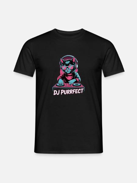 DJ Purrfect Katze DJ Kopfhörer Turntable - Männer T-Shirt - Schwarz