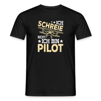 Je ne crie pas, je suis pilote – Funny Flying - T-shirt homme - noir - Devant - AI Model Male 178 light (178cm)