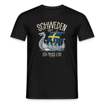 Schweden ruft ich muss los Spruch - Männer T-Shirt - Schwarz - Vorne - AI Model Male 178 light (178cm)