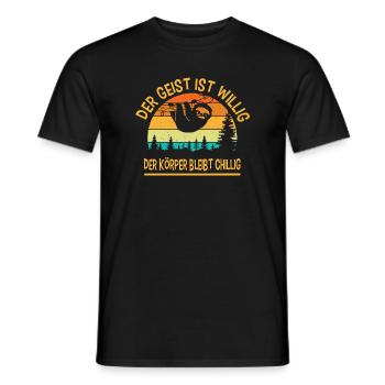 Faultier Lustige Sprüche Fun Outfits  - Männer T-Shirt - Schwarz - Vorne - AI Model Male 178 light (178cm)