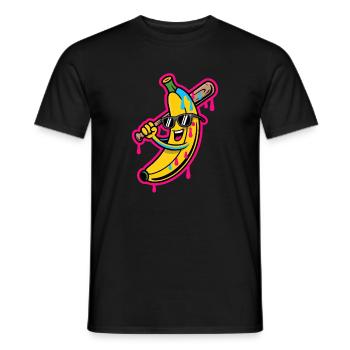 Banana Cartoon Baseball Humor - Männer T-Shirt - Schwarz - Vorne - AI Model Male 178 light (178cm)