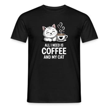 Tout ce dont j’ai besoin, c’est de café et de chat - T-shirt homme - noir - Devant - AI Model Male 178 light (178cm)